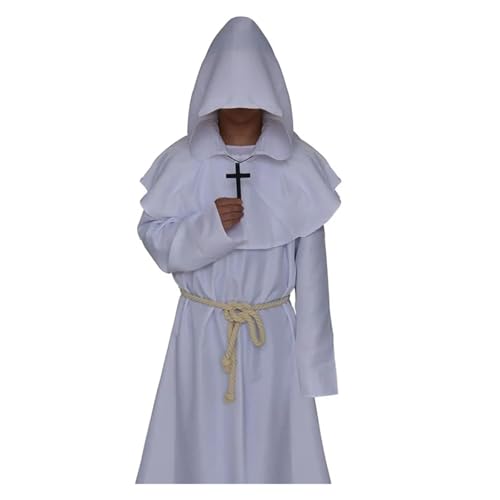 KJBDQQH Hexenkostüm Medieval Monk Church Clergy Costume Men's Hooded Cowl Gown Robe Cape(Color4,XL_MEDIEVAL MONK) von KJBDQQH