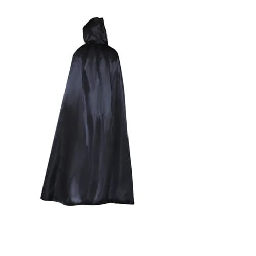 KJBDQQH Hexenkostüm Medieval Wizard Vampire Solid Color Cloak Cosplay Costume Witch Hooded Halloween(Cos63-black,120cm) von KJBDQQH