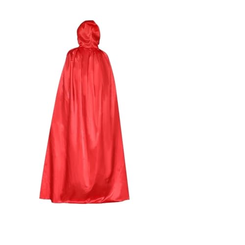 KJBDQQH Hexenkostüm Medieval Wizard Vampire Solid Color Cloak Cosplay Costume Witch Hooded Halloween(Cos63-red,150cm) von KJBDQQH