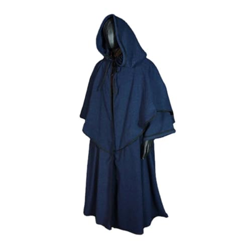 KJBDQQH Hexenkostüm Reaper Cloak Witch Halloween Costume for Women Steampunk Medieval Dress(Blue,L) von KJBDQQH