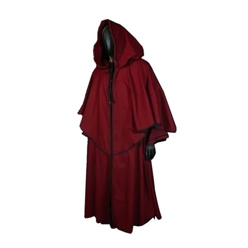 KJBDQQH Hexenkostüm Reaper Cloak Witch Halloween Costume for Women Steampunk Medieval Dress(Red,L) von KJBDQQH