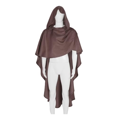 KJBDQQH Hexenkostüm Robe Hood Cowl Cape Witch Costume Adult Wrap Halloween(Brown,Non Hood Long 140cm) von KJBDQQH