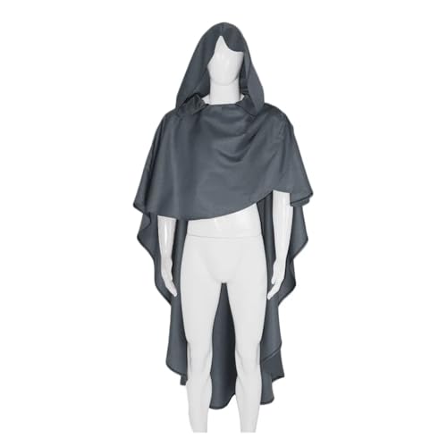KJBDQQH Hexenkostüm Robe Hood Cowl Cape Witch Costume Adult Wrap Halloween(Grey,Non Hood Long 130cm) von KJBDQQH