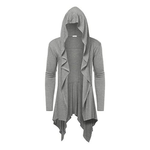 KJBDQQH Hexenkostüm Vintage Hooded Jacket For Men Long Cardigan Halloween Party Cape(Gray a,S) von KJBDQQH