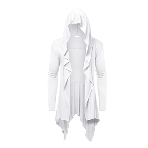 KJBDQQH Hexenkostüm Vintage Hooded Jacket For Men Long Cardigan Halloween Party Cape(White,XXL) von KJBDQQH