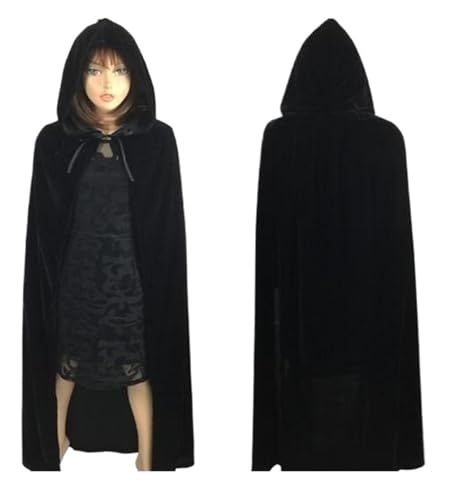 KJBDQQH Hexenkostüm Witch Long Purple Green Red Black Purim Carnival Halloween Cloaks Hood(Black,XL_STYLE2) von KJBDQQH