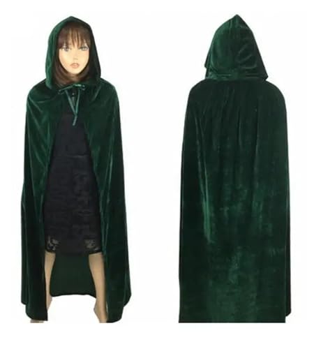 KJBDQQH Hexenkostüm Witch Long Purple Green Red Black Purim Carnival Halloween Cloaks Hood(Green,M_STYLE2) von KJBDQQH