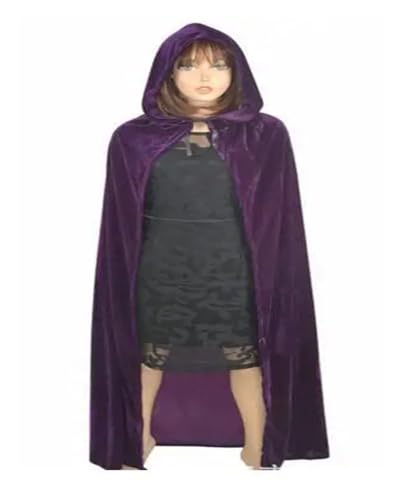 KJBDQQH Hexenkostüm Witch Long Purple Green Red Black Purim Carnival Halloween Cloaks Hood(Purple,S_STYLE2) von KJBDQQH