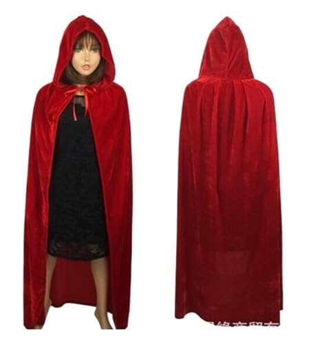 KJBDQQH Hexenkostüm Witch Long Purple Green Red Black Purim Carnival Halloween Cloaks Hood(Red,XL_STYLE2) von KJBDQQH