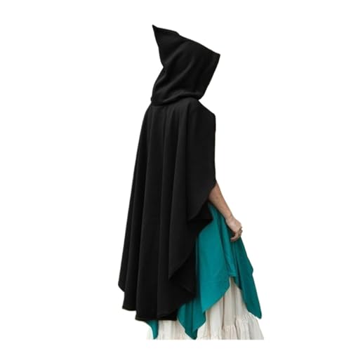KJBDQQH Hexenkostüm Women Costume Medival Halloween Short Steampunk Velvet Cape Gothic Witch Wizards(Black) von KJBDQQH