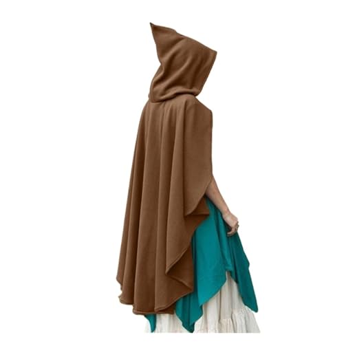 KJBDQQH Hexenkostüm Women Costume Medival Halloween Short Steampunk Velvet Cape Gothic Witch Wizards(Brown) von KJBDQQH