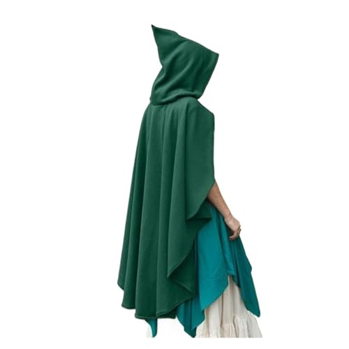 KJBDQQH Hexenkostüm Women Costume Medival Halloween Short Steampunk Velvet Cape Gothic Witch Wizards(Green) von KJBDQQH