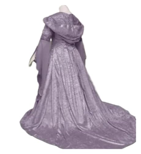 KJBDQQH Hexenkostüm Women Witch Dress Medieval Renaissance Maxi Train Halloween Devil Pagan Costume(Purple,S) von KJBDQQH