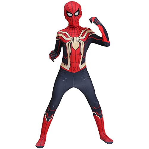 KJHGVBM Spiderman Kostüm Kinder far from Home,Spiderman Erwachsene Cosplay Maske für Karneval Halloween,Original Superhelden Verkleidung Anzug Schwarz Jungen Mädchen 3-14 Jahre, (100~110)cm von KJHGVBM
