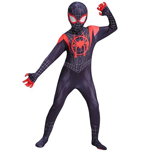 KJHGVBM Spiderman Kostüm Kinder far from Home,Spiderman Erwachsene Cosplay Maske für Karneval Halloween,Original Superhelden Verkleidung Anzug Schwarz Jungen Mädchen 3-14 Jahre, (90~100)cm von KJHGVBM