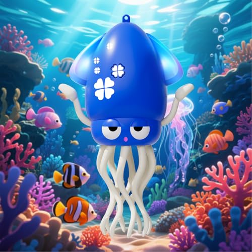 KJIXYUNG Tanzender & krabbelnder Oktopus mit LED Lichtern und Musik - Automatisch schwingendes musikalisches interaktives Spielzeug, lustiges Geburtstagsgeschenk (Blau) von KJIXYUNG