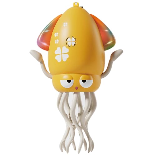 KJIXYUNG Tanzender & krabbelnder Oktopus mit LED Lichtern und Musik - Automatisch schwingendes musikalisches interaktives Spielzeug, lustiges Geburtstagsgeschenk (Gelb) von KJIXYUNG