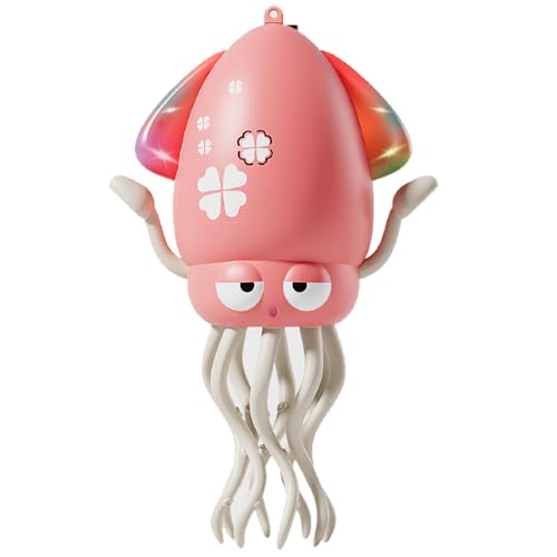 KJIXYUNG Tanzender & krabbelnder Oktopus mit LED Lichtern und Musik - Automatisch schwingendes musikalisches interaktives Spielzeug, lustiges Geburtstagsgeschenk (Rot) von KJIXYUNG