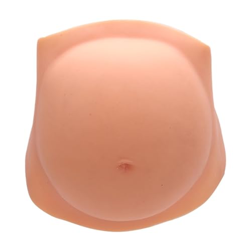 Gefälschter schwangerer Bauch aus Silikon Silikon-Schwangerschaftsbauch-Kostüm Klettverschluss-Design for Tragen verstellbar leicht weich künstlich Babypartys Bühnenauftritte Cosplay(White) von KJMWXOP