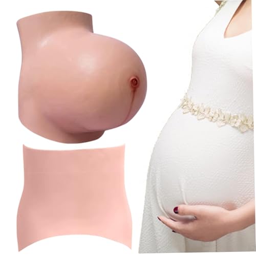 Silikon-Schwangerschaftsbauch künstlicher Schwangerschaftsbauch (6–8 Monate) realistischer künstlicher Babybauch aus Silikon weiche Hautberührung schwangerer Bodysuit bronzefarben(Bronze) von KJMWXOP