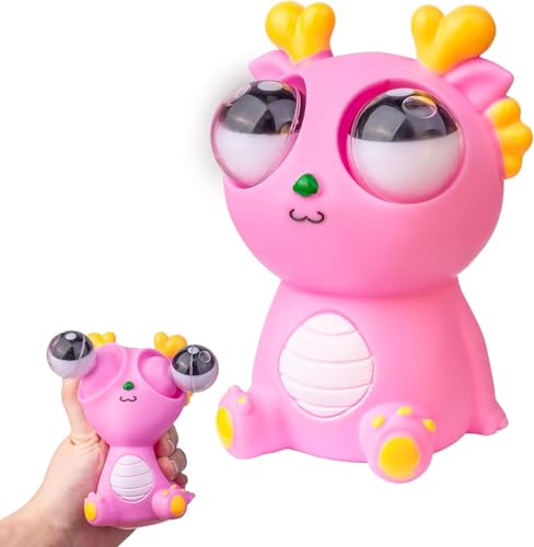 Quetschspielzeug Stressabbau Monster – Lustiges Anti-Stress Spielzeug mit Pop-Out Augen für Kinder & Erwachsene (Rosa) von KJSXUUE