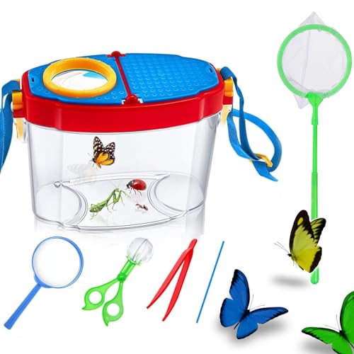 KJSXUUE insektenbox für Kinder,insektenglas mit Lupe Kinder,Outdoor Bug Catcher Container,Pädagogische Erkundungstool,für Kinder Jungen Mädchen (insektenbox) von KJSXUUE