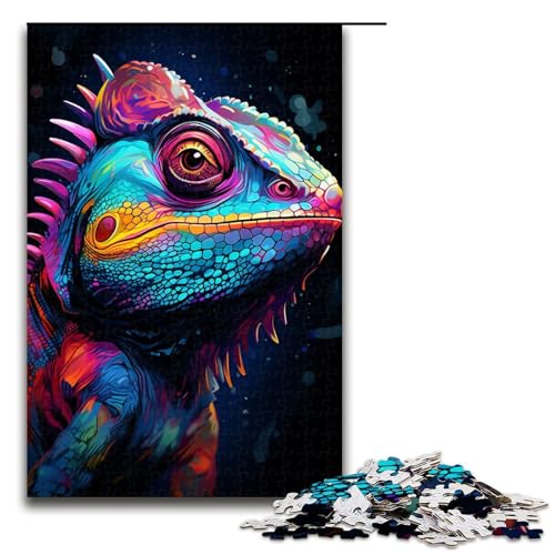 1000 Teile, buntes psychedelisches Neon-Chamäleon-Puzzle, Geschenkideen für Erwachsene, geeignet für Teenager ab 14 Jahren, Größe 50 x 75 cm 1000 Teile, buntes psychedelisches Neon-Chamäleon-Puzzle, Geschenkideen für Erwachsene, geeignet für Teenager ab 14 Jahren, Größe 50 x 75 cm von KJYMNC