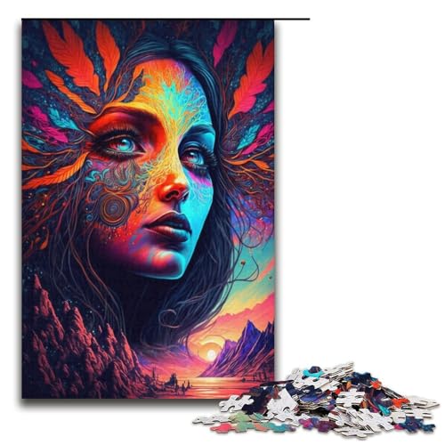 1000 Teile „Psychedelic by Nature“-Puzzle, Geschenkideen für Erwachsene, geeignet für Teenager ab 14 Jahren, Größe 38 x 26 cm von KJYMNC