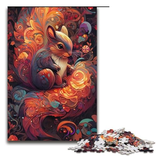 1000 Teile Buntes Eichhörnchen-Puzzle, Geschenkideen für Erwachsene, geeignet für Teenager ab 14 Jahren, Größe 38 x 26 cm von KJYMNC