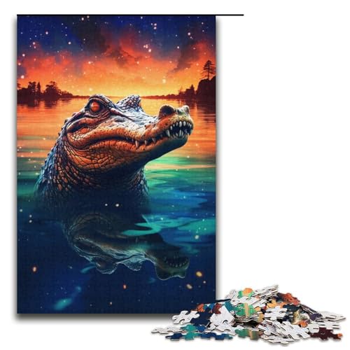 1000 Teile Buntes Krokodil-Puzzle, Geschenkideen für Erwachsene, geeignet für Teenager ab 14 Jahren, Größe 38 x 26 cm von KJYMNC