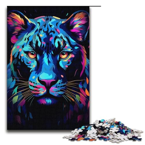 1000 Teile Buntes Leoparden-Puzzle, Geschenkideen für Erwachsene, geeignet für Teenager ab 14 Jahren, Größe 38 x 26 cm von KJYMNC