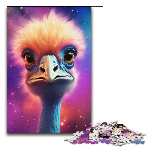 1000 Teile Buntes Straußenpuzzle, Geschenkideen für Erwachsene, geeignet für Teenager ab 14 Jahren, Größe 38 x 26 cm von KJYMNC