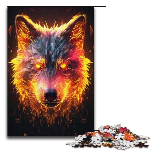1000 Teile Buntes Wolf-Puzzle, Geschenkideen für Erwachsene, geeignet für Teenager ab 14 Jahren, Größe 38 x 26 cm 1000 Teile Buntes Wolf-Puzzle, Geschenkideen für Erwachsene, geeignet für Teenager ab 14 Jahren, Größe 38 x 26 cm von KJYMNC