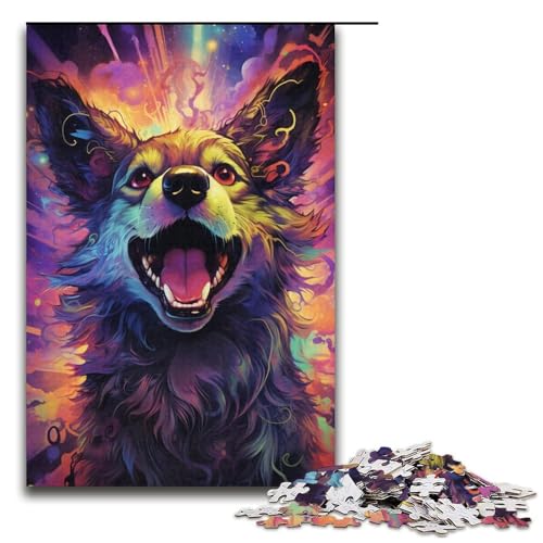 1000 Teile Puzzle Zukunft Buntes psychedelisches Hunde-Puzzle, Papppuzzle, tolles Geschenk für Erwachsene, Größe 38 x 26 cm von KJYMNC