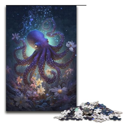 1000 Teile Traumhaftes Oktopus-Blumen-Puzzle, Geschenkideen für Erwachsene, geeignet für Teenager ab 14 Jahren, Größe 38 x 26 cm von KJYMNC