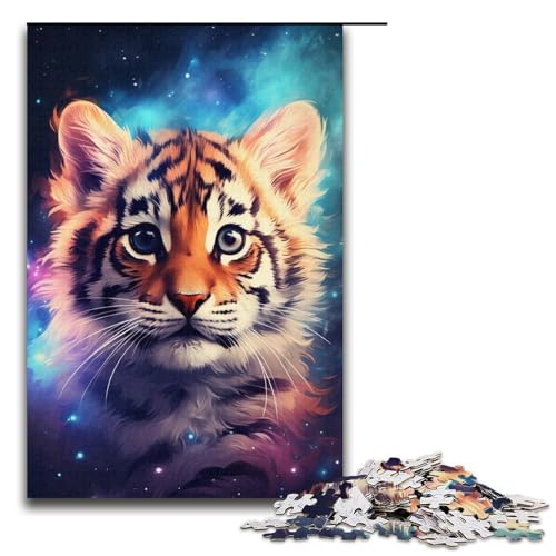 1000 Teile für Erwachsene, Bunte Tiger-Puzzles für Karton, Lernspiel, Herausforderungsspielzeug, Größe 38 x 26 cm von KJYMNC
