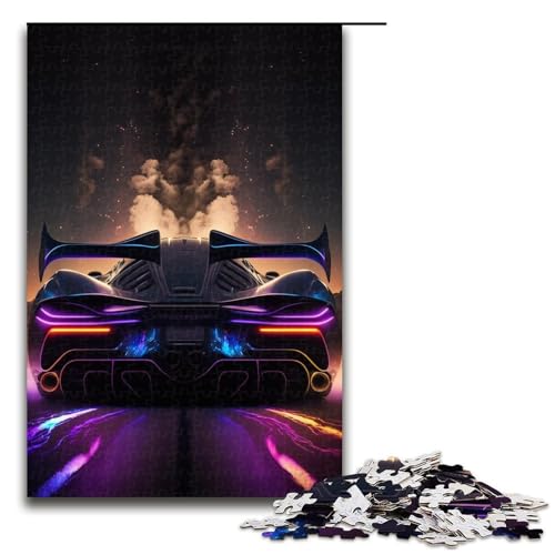 1000 Teile für Erwachsene, Weltraum-Sportwagen-Puzzles für Holzpuzzles, Lernspiel, Herausforderungsspielzeug, Größe 50 x 75 cm von KJYMNC