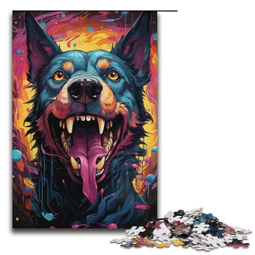 1000 Teile für Erwachsene, farbenfrohe Kunst, Psychedelischer Hund, Puzzle für Karton, Lernspiel, Herausforderungsspielzeug, Größe 38 x 26 cm 1000 Teile für Erwachsene, farbenfrohe Kunst, Psychedelischer Hund, Puzzle für Karton, Lernspiel, Herausforderungsspielzeug, Größe 38 x 26 cm von KJYMNC