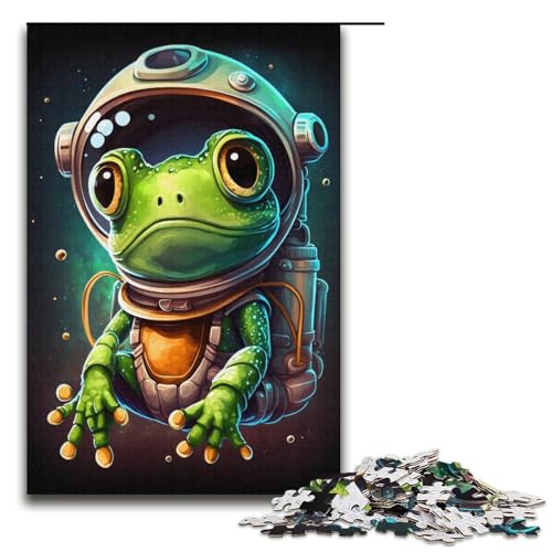 1000 Teile für Erwachsene Astronautenfrosch-Puzzles für Kartonpuzzles Lernspiel Herausforderungsspielzeug Größe 38 x 26 cm von KJYMNC