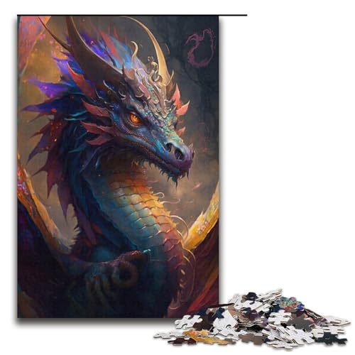 1000 Teile für Erwachsene Fliegender Drache Malpuzzle für Kartonpuzzle Lernspiel Herausforderungsspielzeug Größe 38x26 cm von KJYMNC