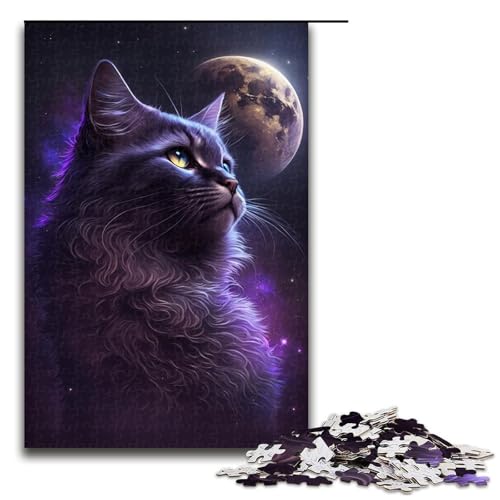 1000 Teile für Erwachsene Lila Mondkatze Puzzles für Holzpuzzles Lernspiel Herausforderungsspielzeug Größe 50x75 cm 1000 Teile für Erwachsene Lila Mondkatze Puzzles für Holzpuzzles Lernspiel Herausforderungsspielzeug Größe 50x75 cm von KJYMNC