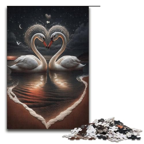 1000 Teile für Erwachsene Metall-Schwanen-Puzzles für Karton-Puzzles Lernspiel Herausforderungsspielzeug Größe 38x26 cm von KJYMNC