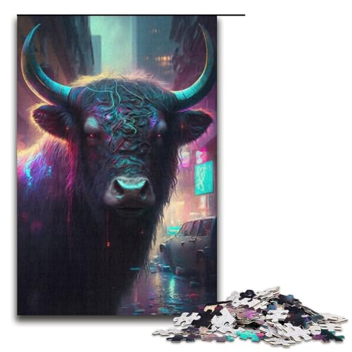 1000 Teile für Erwachsene Neon Yak Puzzles für Karton Puzzles Lernspiel Herausforderung Spielzeug Größe 38x26 cm von KJYMNC