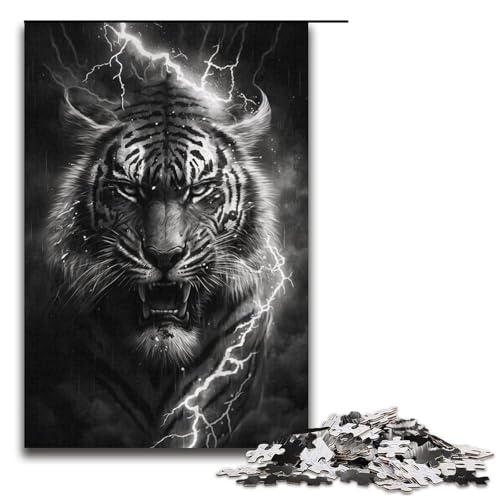1000 Teile für Erwachsene Tiger-Puzzles für Karton Puzzles Lernspiel Herausforderung Spielzeug Größe 38x26 cm von KJYMNC