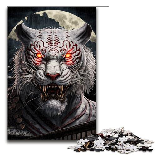 1000 Teile für Erwachsene Weißer Tiger Puzzles für Holzpuzzles Lernspiel Herausforderungsspielzeug Größe 50x75 cm von KJYMNC