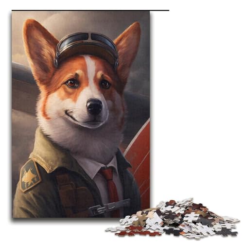 1000-teiliges Aviator Corgi-Puzzle, Geschenkideen für Erwachsene, geeignet für Teenager ab 14 Jahren, Größe 38 x 26 cm von KJYMNC