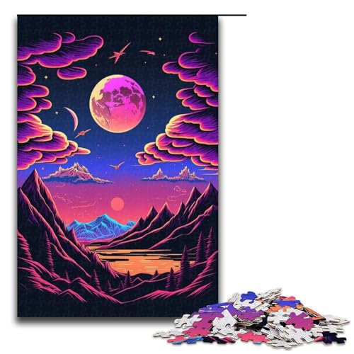 1000-teiliges Berglandschafts-Puzzle für Erwachsene. Geschenkpuzzle ganze Familie. Größe 50 x 75 cm von KJYMNC