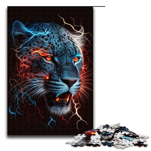 1000-teiliges Blitz-Leoparden-Puzzle für Kinder, Holzpuzzle, Familienaktivität, Größe 50 x 75 cm 1000-teiliges Blitz-Leoparden-Puzzle für Kinder, Holzpuzzle, Familienaktivität, Größe 50 x 75 cm von KJYMNC