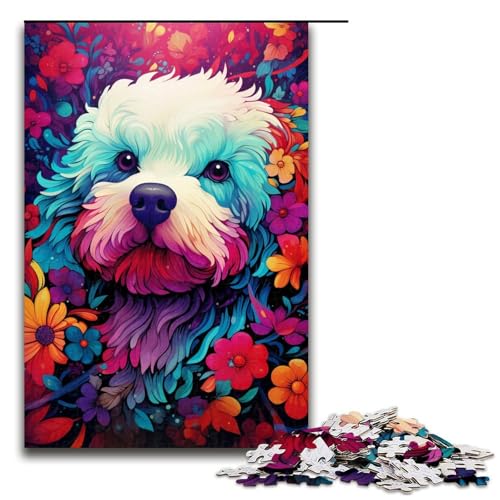 1000-teiliges Hunde-Puzzle für Kinder, Holzpuzzle, Familienaktivität, Größe 50 x 75 cm von KJYMNC