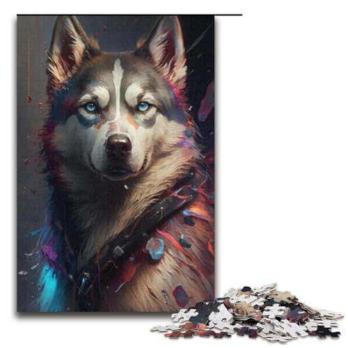 1000-teiliges Husky-Puzzle, Papppuzzle, tolles Geschenk für Erwachsene, Größe 38 x 26 cm von KJYMNC